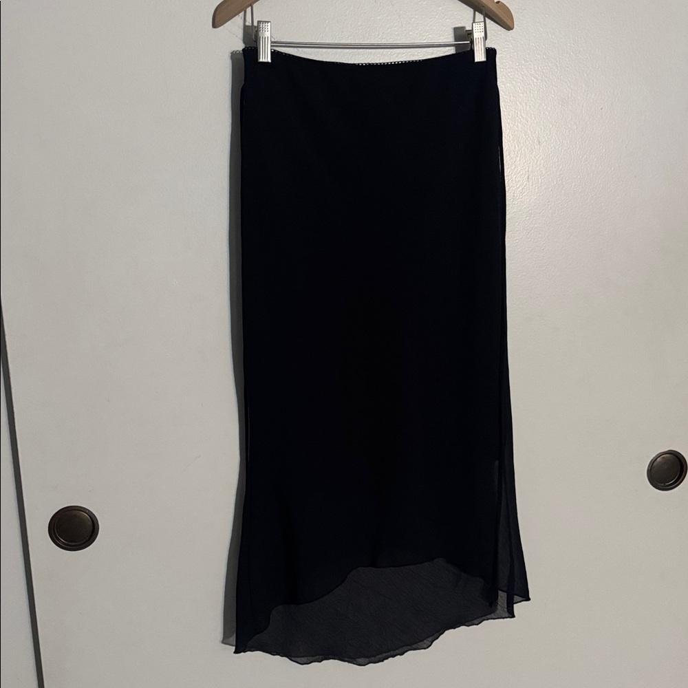 Vintage Y2K Papaya Black Lace-Trimmed Skirt